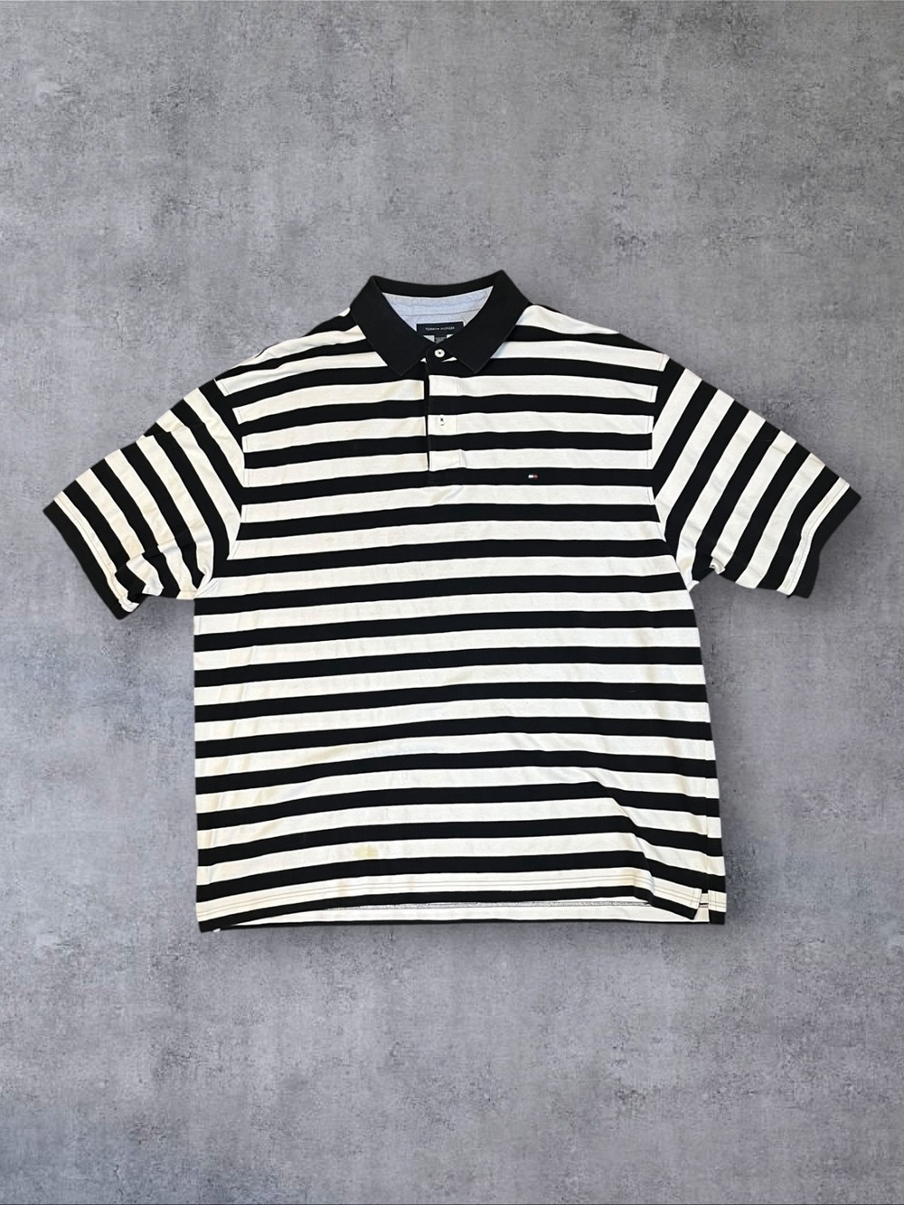 Vintage 2000s y2k / 2010s Black & White Stripe Sz 3XLT Tommy Hilfiger Polo